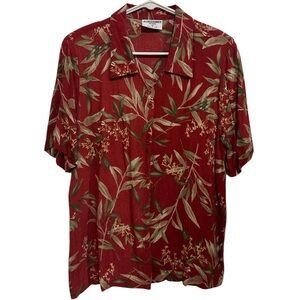 Alfred Dunner vintage Red Tropical Button-Up Shirt